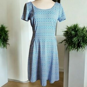 J. McLaughlin Dress Womens Blue Shift Boho S Lagenlook Business Midi Pullover